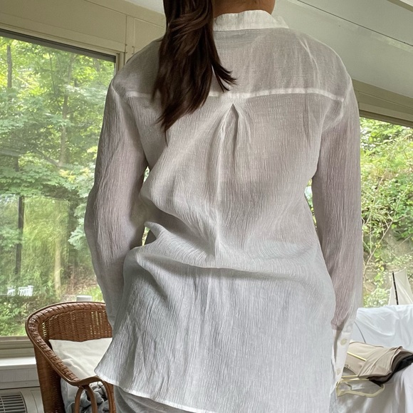 Zara white button down blouse, size XS - Picture 3 of 4